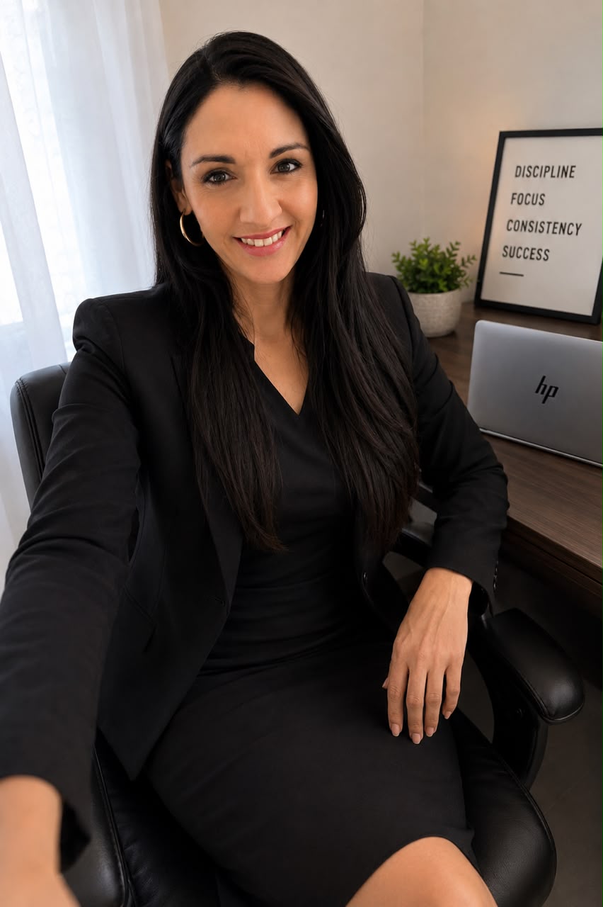 Teacher Najwa in her professional teaching workspace
