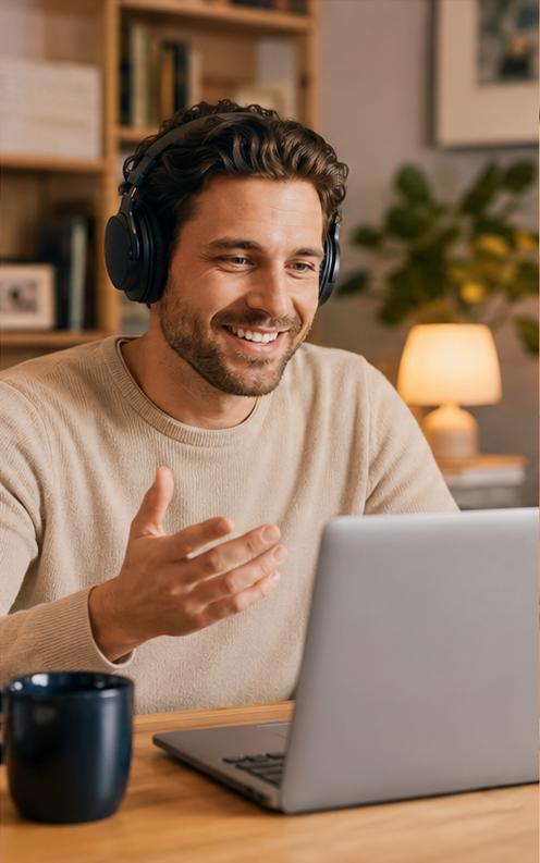 Adult learner in a Conversational English lesson