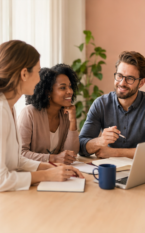 Adult professionals in a Corporate English training session