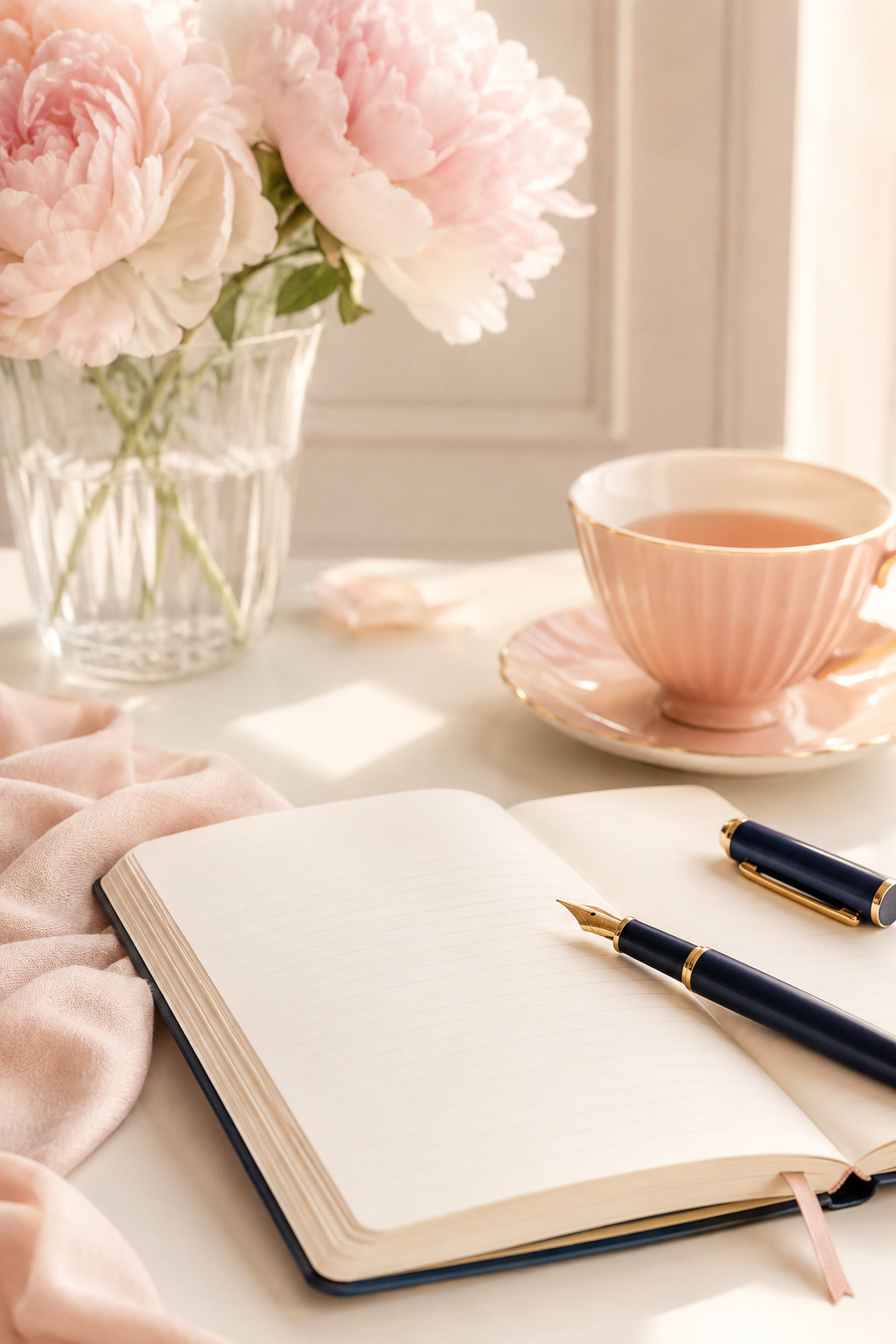 Warm English learning workspace